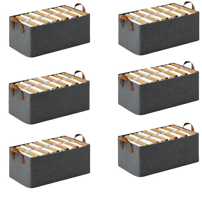 DecoLogy Collapsible Fabric Storage/Cubes Organizer with Handles/Foldable Storage Baskets for Organizing/Toys/Books/Shelves/Closet/Large Storage Box (Wire Cloth Storage Box, 6PCS) - Image 1