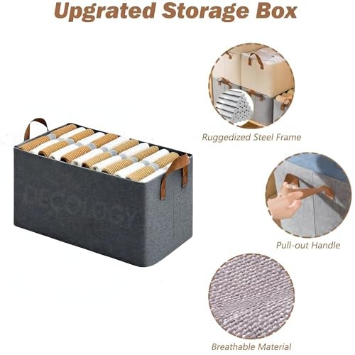 DecoLogy Collapsible Fabric Storage/Cubes Organizer with Handles/Foldable Storage Baskets for Organizing/Toys/Books/Shelves/Closet/Large Storage Box (Wire Cloth Storage Box, 6PCS) - Image 4