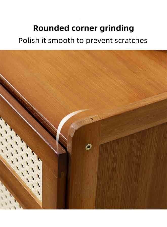 Generic European Modern Style Bedside Table, bedside cupboard,Side Table, Sofa Table, Three-Layer Drawer Storage, Simple Solid Wood Bedside Table, Open Tabletop, 42cm×31cm×50cm (Brown)  - Image 2