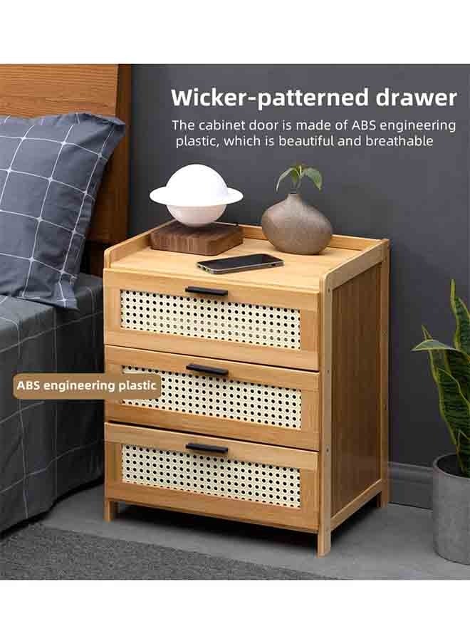 Generic European Modern Style Bedside Table, bedside cupboard,Side Table, Sofa Table, Three-Layer Drawer Storage, Simple Solid Wood Bedside Table, Open Tabletop, 42cm×31cm×50cm (Brown)  - Image 5