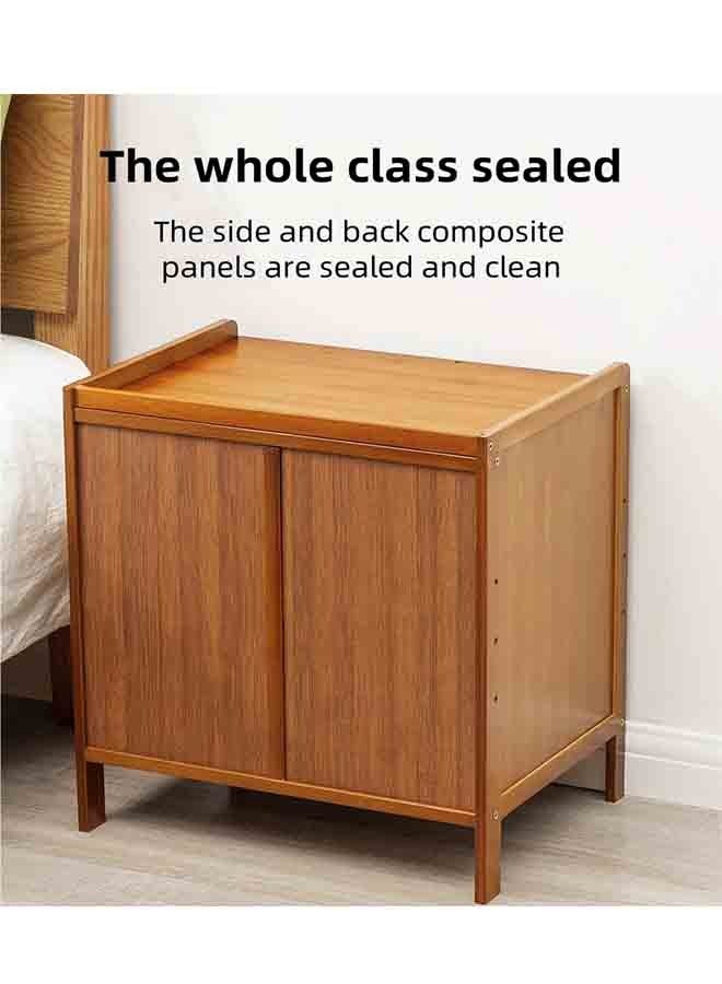 الخيزران طاولة جنب السرير, خزانة جنب السرير, الجدول الجانبي, طاولة الأريكة, منزلية صغيرة جنب السرير خزانة التخزين, ثلاثة درجات تخزين الدرج, منصة ليلية بسيطة, سطح الطاولة المفتوحة - Image 5