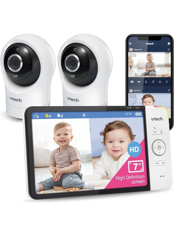 VTech RM7764-2HD 1080p Smart WiFi Remote Access 2Camera Baby Monitor - Image 1