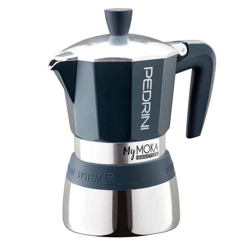 Pedrini MyMoka Induction Coffee Maker 6 Cups Night Blue Product From italy 300 ml Moka PotMocha Pot compatible with a stovetop and induction Pan from Pedrini Italy Color Night Blue - Image 1