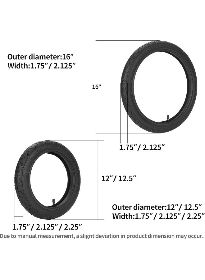 RUTU Front 12.5"x1.75/2.125/2.25 & Rear 16''*1.75/2.125(2 Set) Tire and Tube Fit for BoB Revolution SE/Pro/Flex and Duallie - Image 2