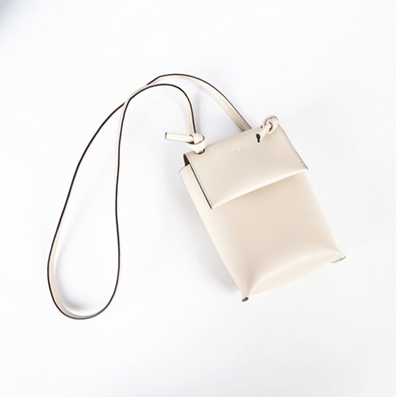 Export Korean Niche Design Decke Mobile Phone Bag Semi-Handmade Women Crossbody Bag Plain Cowhide Mini Small Bag - Image 1
