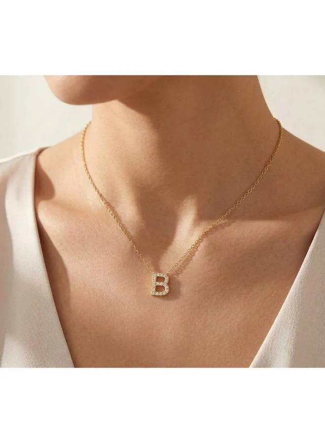 روفو Letter B  Initial Pendant Necklace 18k Gold Plated