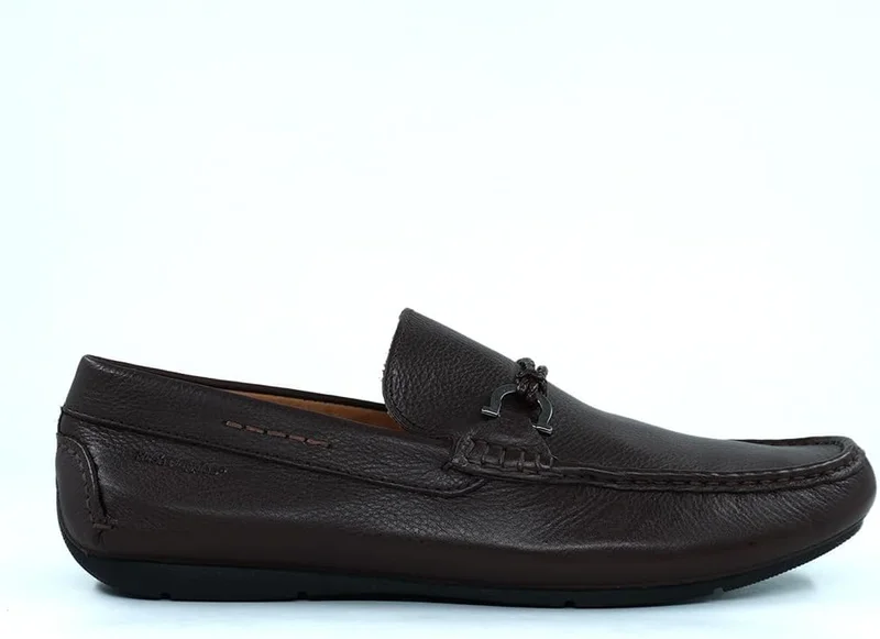 هاش بابيز Dark Coffee Leather Slip-On Loafers