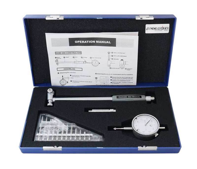 Accusize Industrial Tools 50160 mm by 001 mm Dial Bore Gage Stem Length 150 mm Eg200160