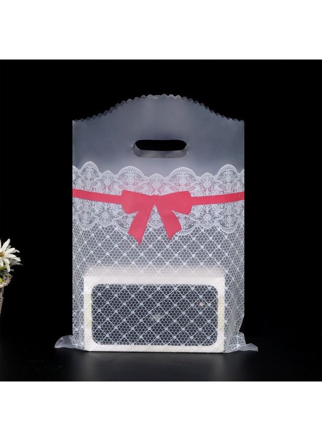 Zeemey 100-Pack Transparent Gift Bags with Lace Bow Pattern, Plastic Handbag for Cosmetics, Glasses, Jewelry, Souvenirs, Shopping, Party Supplies  - Image 2