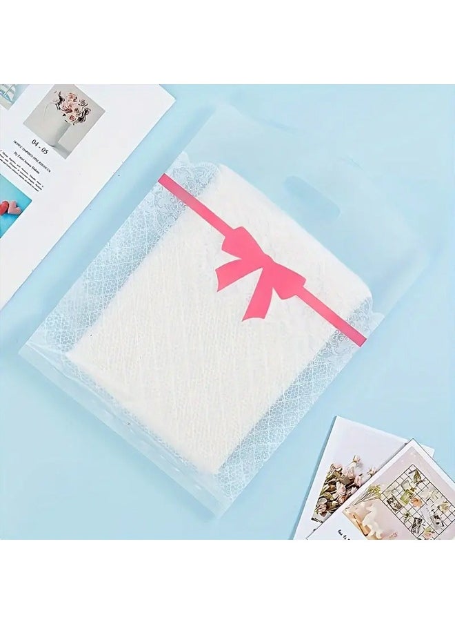 Zeemey 100-Pack Transparent Gift Bags with Lace Bow Pattern, Plastic Handbag for Cosmetics, Glasses, Jewelry, Souvenirs, Shopping, Party Supplies  - Image 4