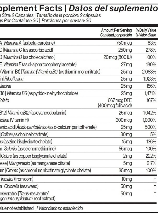 Immunotec Multi+ Resveratrol - Full Spectrum Dietary Supplement - 13 Vitamins, 5 Minerals, 3 Nutrients with Chlorella - Image 2