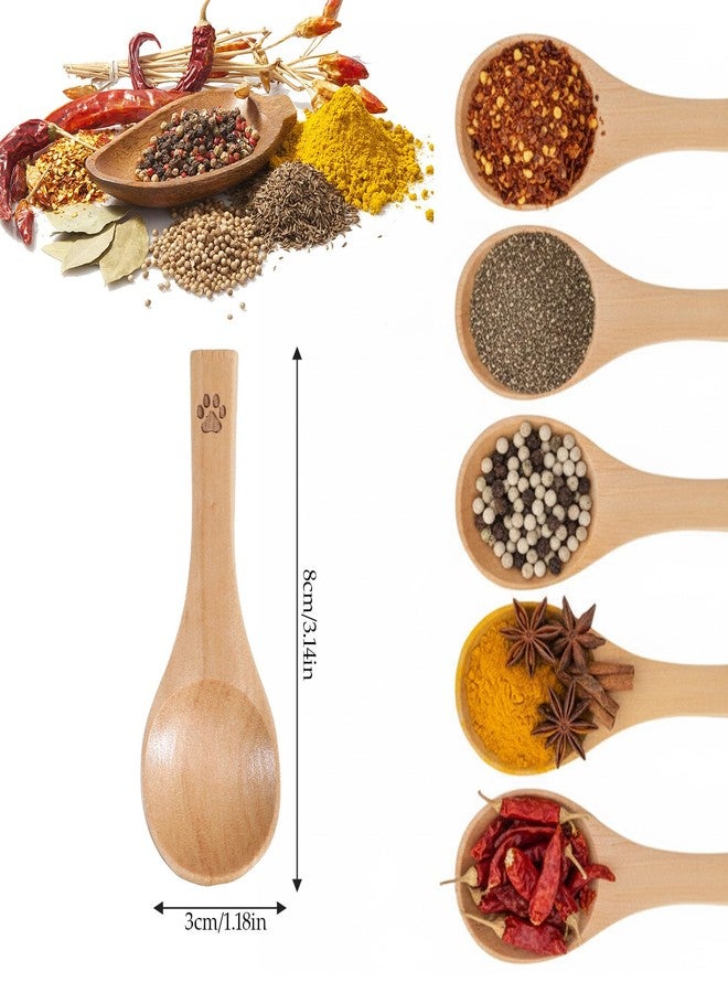 Qulkws 6 Pack Cute Mini Wood Teaspoons Small Wooden Spoons Tiny Wooden Spoons Handmade Pet Claw Tiny Nature Scoops for Honey Sugar Spice Coffee Tea Ice Cream Condiments and Jars - Image 3
