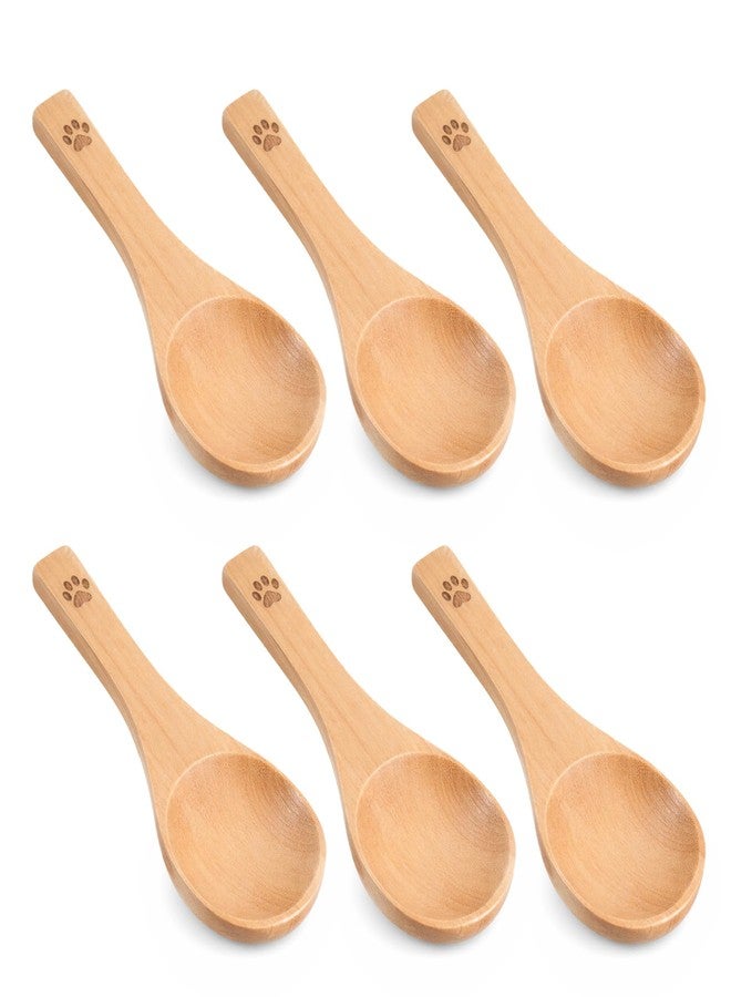 Qulkws 6 Pack Cute Mini Wood Teaspoons Small Wooden Spoons Tiny Wooden Spoons Handmade Pet Claw Tiny Nature Scoops for Honey Sugar Spice Coffee Tea Ice Cream Condiments and Jars - Image 1