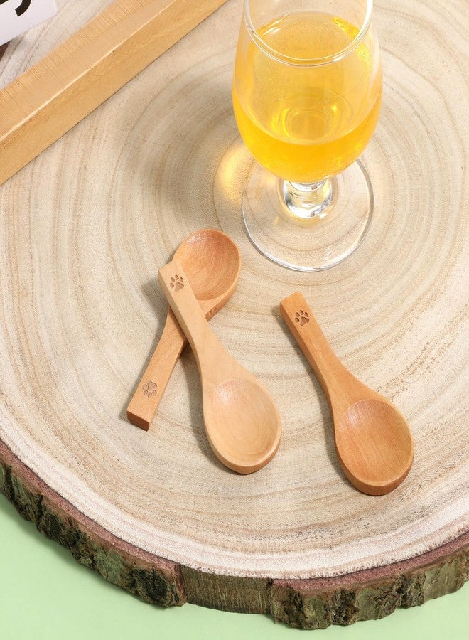 Qulkws 6 Pack Cute Mini Wood Teaspoons Small Wooden Spoons Tiny Wooden Spoons Handmade Pet Claw Tiny Nature Scoops for Honey Sugar Spice Coffee Tea Ice Cream Condiments and Jars - Image 4