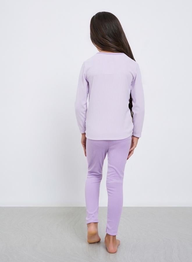 Styli Girls Lilac Cherry Print T-Shirt and Leggings Set - Image 4