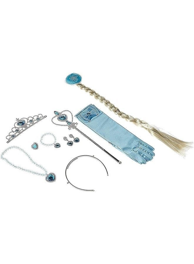 Toy Box 3-Pieces Set Frozen Elsa Cosplay Tiara Girl Hair Accessories Set Crown Wig Wand - Image 3