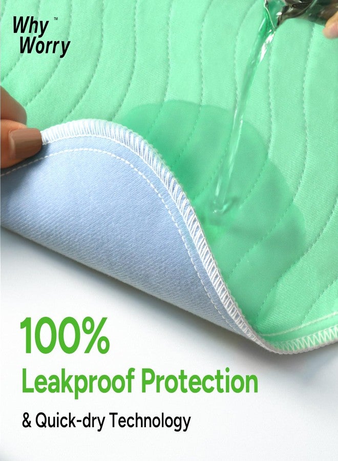 WhyWorry Washable Incontinence Bed Sheets for Adults & Kids, Reusable Waterproof Bed Wetting Mats, Pad Protectors for incontinence, Training Pads, Green, 4 Count - Image 4