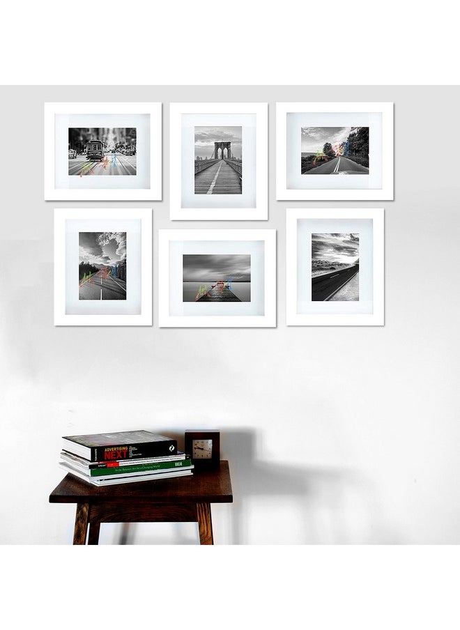 Art Street Art Street Wall Set of 6 Photo Frame (8" X 10" Picture Size matted to 6" x 8") (White)  - Image 2
