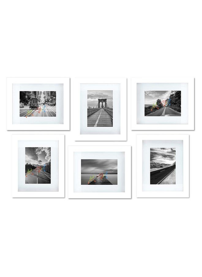 Art Street Art Street Wall Set of 6 Photo Frame (8" X 10" Picture Size matted to 6" x 8") (White)  - Image 1