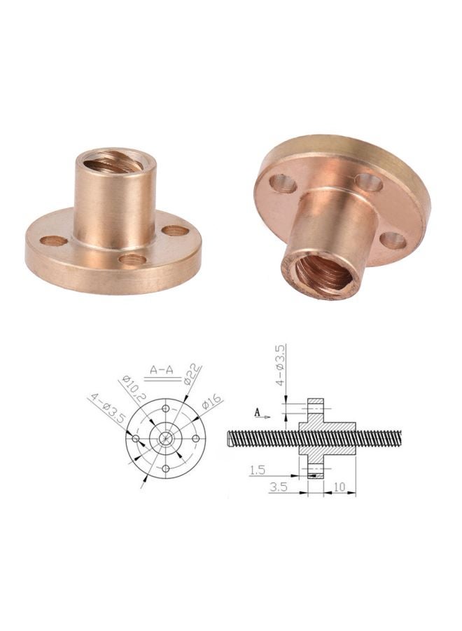 2-Piece Brass Screw Nut Gold - Image 3