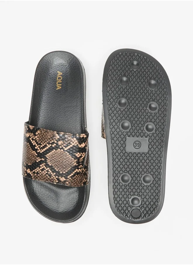 أكوا Women's Animal Print Slip-On Slides