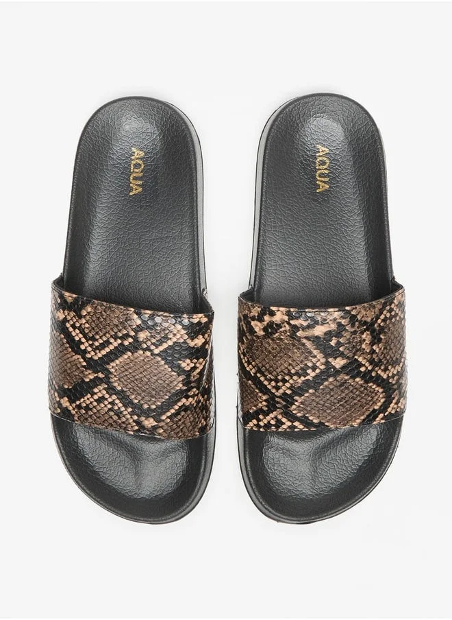 أكوا Women's Animal Print Slip-On Slides