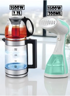 TOSCANA U Double electric kettle with removable tea filter, 0.8-2.2L, 1500W, and 1500W 300ml steam iron  - Image 1