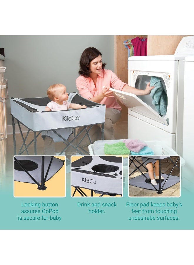 Kidco كرسي نشاط محمول قابل للطي KidCo P7004 GoPod مع وسادة أرضية، ارتفاع قابل للتعديل، وحقيبة حمل - Image 2