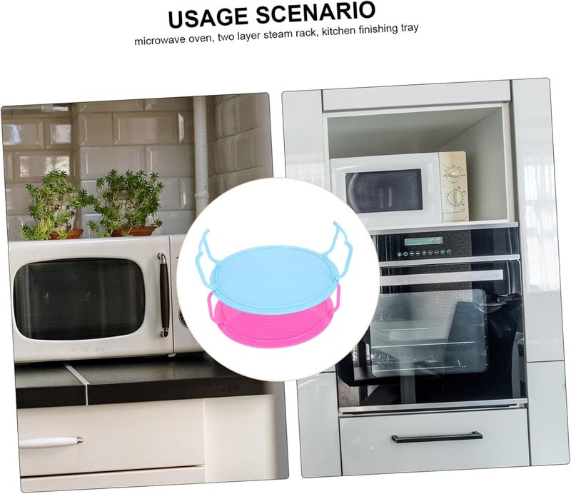 Vosarea Multi-Functional Microwave Oven Rack Steaming Tray 2-Tier Food Holder Kitchen Supplies Sturdy Steel for Cooking and Baking - Image 4