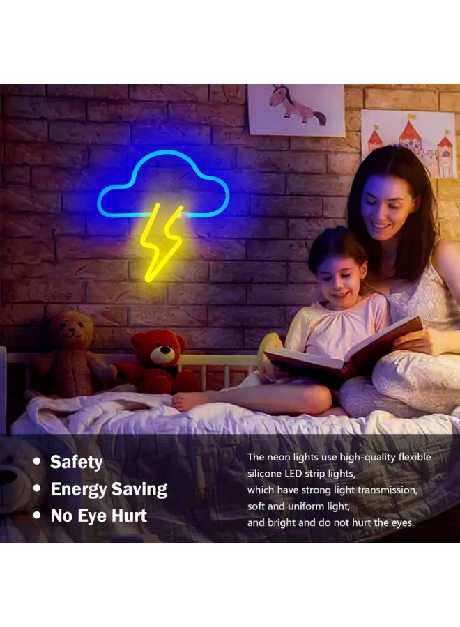 Bukela Led Neon Lights, Including Cloud and Lightning Neon Lights, Are Wall-mounted Decorative Hanging Neon Lights. They Are Powered By Batteries Or Usb and Are Suitable for Bedrooms, Children's Rooms, Living Rooms, Bars, Parties, Weddings, and Other Venues. - Image 4