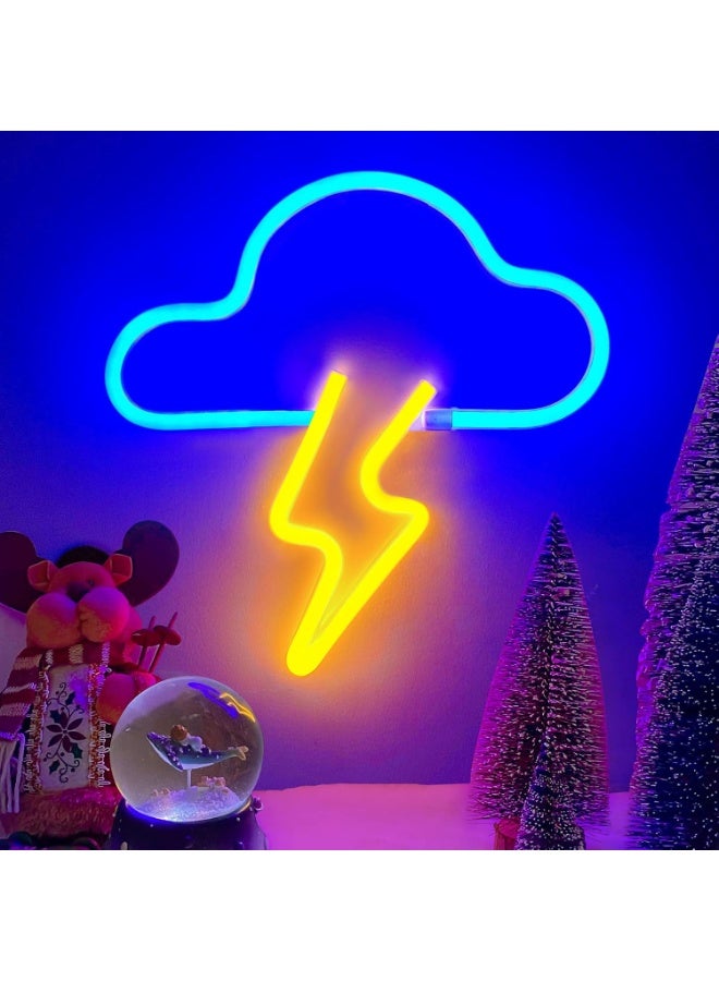 Bukela Led Neon Lights, Including Cloud and Lightning Neon Lights, Are Wall-mounted Decorative Hanging Neon Lights. They Are Powered By Batteries Or Usb and Are Suitable for Bedrooms, Children's Rooms, Living Rooms, Bars, Parties, Weddings, and Other Venues. - Image 1