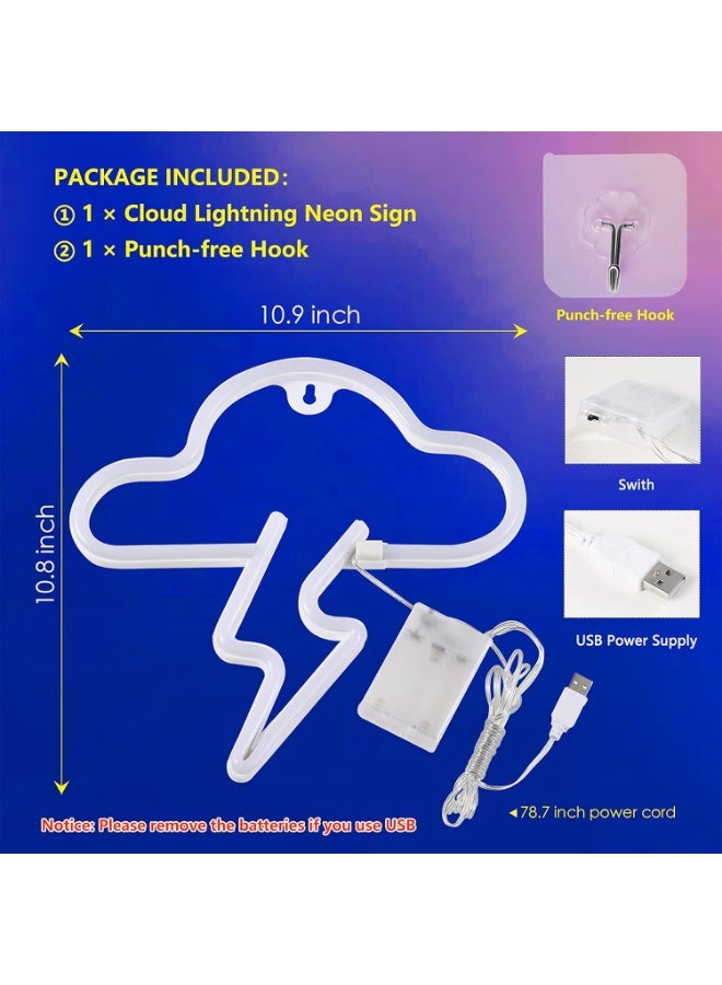 Bukela Led Neon Lights, Including Cloud and Lightning Neon Lights, Are Wall-mounted Decorative Hanging Neon Lights. They Are Powered By Batteries Or Usb and Are Suitable for Bedrooms, Children's Rooms, Living Rooms, Bars, Parties, Weddings, and Other Venues. - Image 5