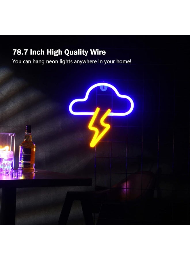 Bukela Led Neon Lights, Including Cloud and Lightning Neon Lights, Are Wall-mounted Decorative Hanging Neon Lights. They Are Powered By Batteries Or Usb and Are Suitable for Bedrooms, Children's Rooms, Living Rooms, Bars, Parties, Weddings, and Other Venues. - Image 2