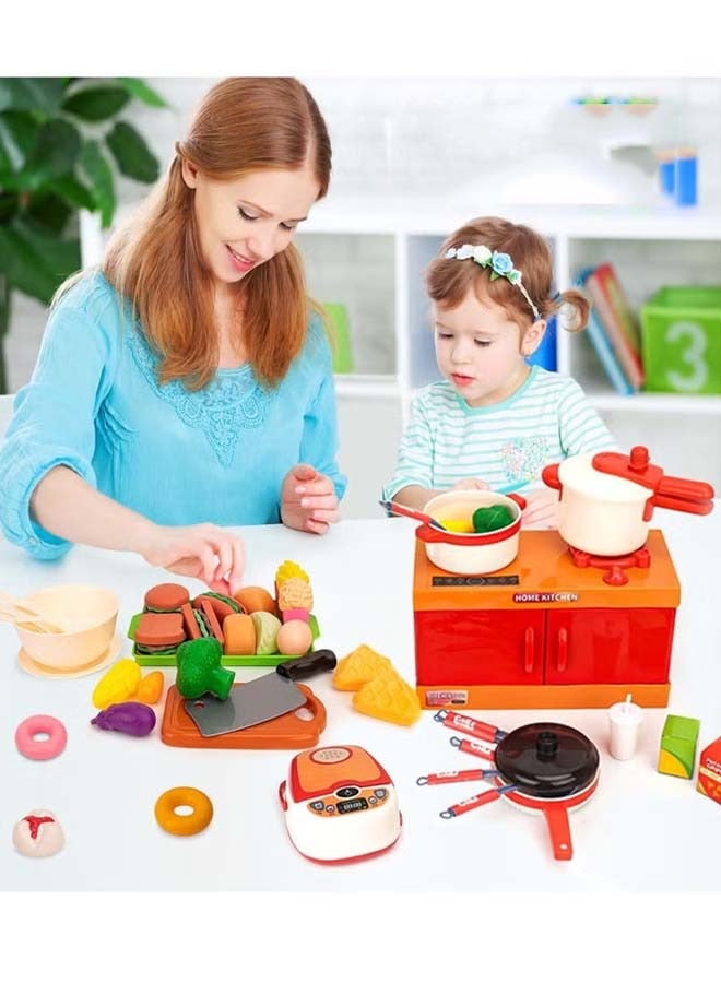 Children's Kitchen Toy Set，Cut Play Food Toys Vegetables Set with Non-toxic Material，16PCS Kitchen Pretend Play Toy Set，Children Role Play Cookware Indoor DIY Kitchen Toy Games Kitchen Accessories Toys Sets（pink） - Image 5