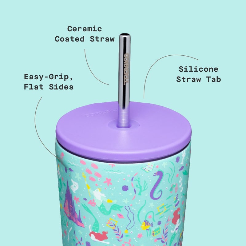 Corkcicle Disney Princess Cold Cup - Keeps Drinks Cold for 12 Hours - Triple-Insulated Stainless Steel - Straw & Screw-On Lid - Summer Drinkware Gift - Keeps Drinks Ice Cold - 24 oz - Ariel - Image 4