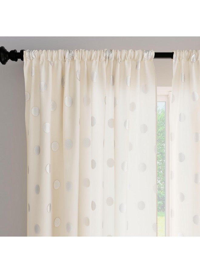 Encasa XO Encasa XO Window Curtain 6 ft Set of 2, Polyester Printed with Rod Pocket, Tie Back, Light-Filtering, Semi Sheer/Transparent Curtains- Kitchen, Bedroom, Living Room (140x183 cm), Dollar Cream - Image 1