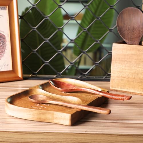 NOOETAH Large Acacia Wood Spoon Rest, Double Wooden Spoon Holder With Non Slip Silicone Feet, Handmade Kitchen Rest for Kitchen Countertop (Brown(Labeled "SPOON REST")) - Image 5