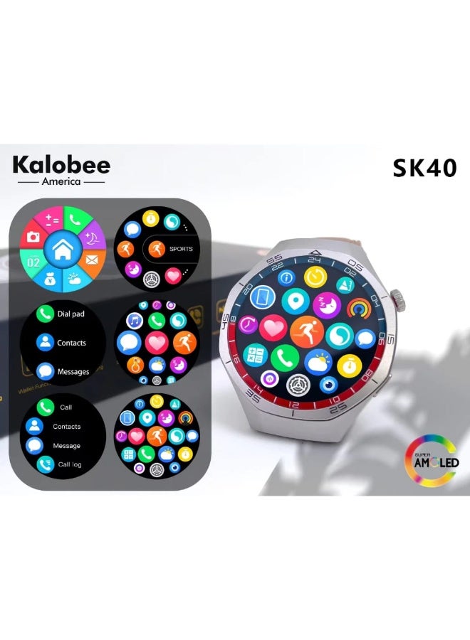 Kalobee SK 40 Smart Watch AMOLED Screen with 3 Straps and Wireless Charging Multicolour - Image 3