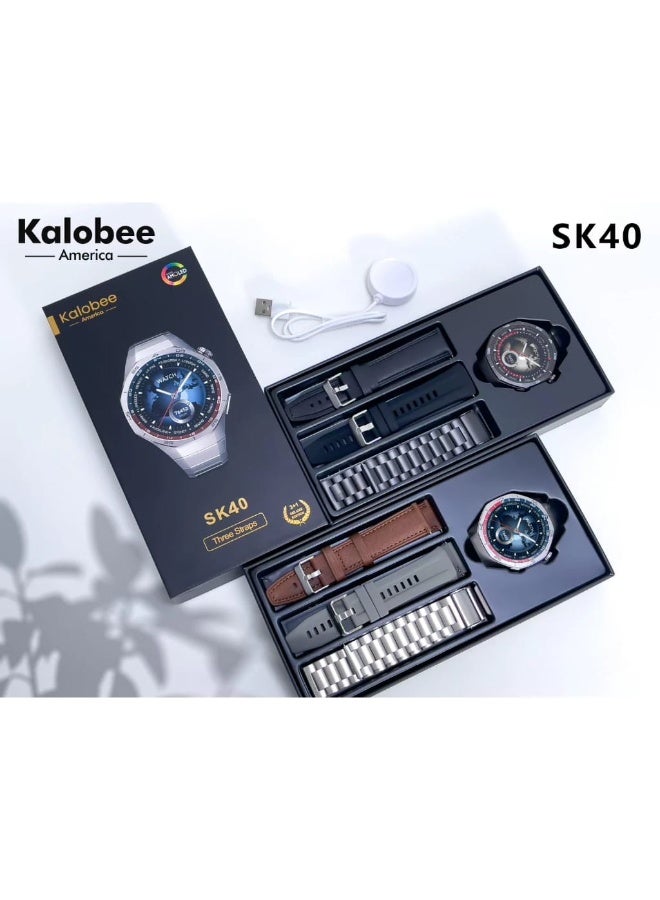 Kalobee SK 40 Smart Watch AMOLED Screen with 3 Straps and Wireless Charging Multicolour - Image 2