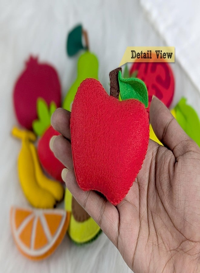 AGD Handmade فواكه محشوة مصنوعة يدوياً من AGD، ألعاب مطبخ للعب التخيلي، طعام لعب للأطفال - خالية من البلاستيك وقابلة للغسل (قماش لباد، مجموعة من 10 قطع مع أكياس صغيرة) - Image 3