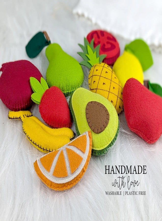 AGD Handmade فواكه محشوة مصنوعة يدوياً من AGD، ألعاب مطبخ للعب التخيلي، طعام لعب للأطفال - خالية من البلاستيك وقابلة للغسل (قماش لباد، مجموعة من 10 قطع مع أكياس صغيرة) - Image 4