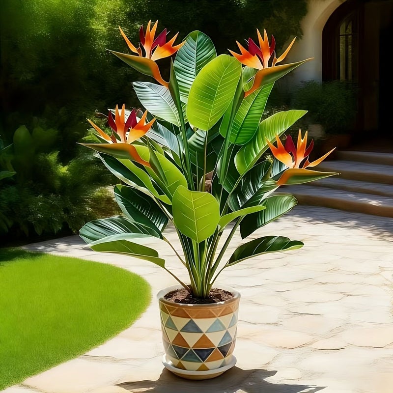نخلة المسافر الواحدة ونبتة طائر الجنة الواحدة - نباتات استوائية اصطناعية - Image 1
