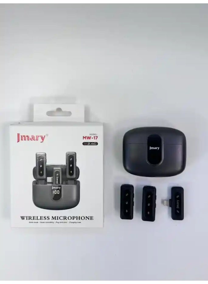 Jmary MW-17 2.4GHz Wireless Lavalier Microphone for Android & iOS Smartphones – Clip-On Mic with USB-C & 3.5mm Receivers – Plug & Play Noise-Cancelling Microphone for Vlogging, Interviews, Zoom, YouTube, Podcasts & Live Streaming – Mobile Content Creator Mic - Image 2