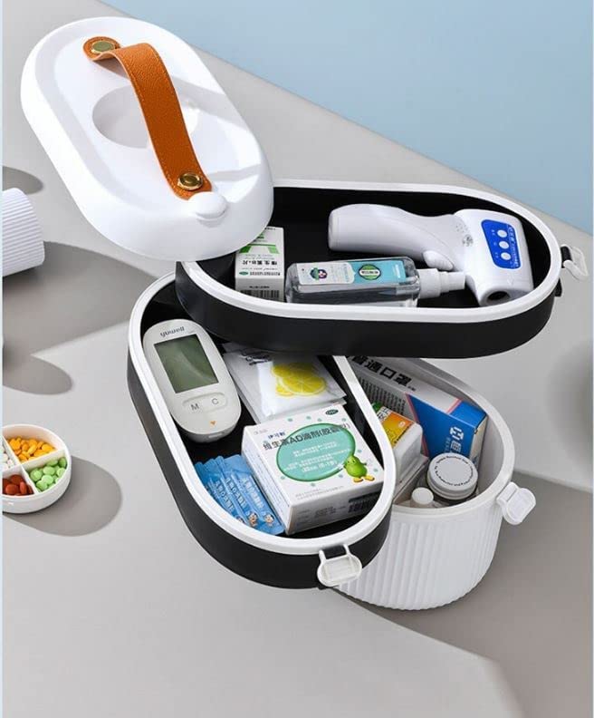 Deoxys Large capacity family Medicine Organizer Box - 3 Layer Compartment Multipurpose Medicine Storage Case With Portable Handle - Storage Medicine Kit For Home, Travel, Office - Multicolor - Image 4