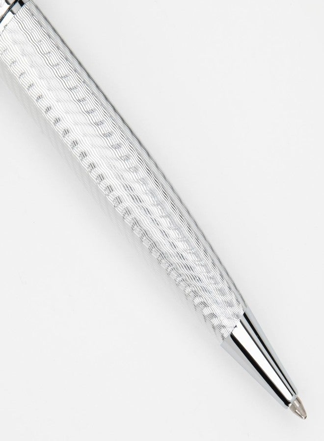 Conklin Herringbone Signature Ballpoint Pen Silver + Free Extra Black Gel Refill - Luxury Twist Pen Gift for Office, Writers, Professionals - Image 3