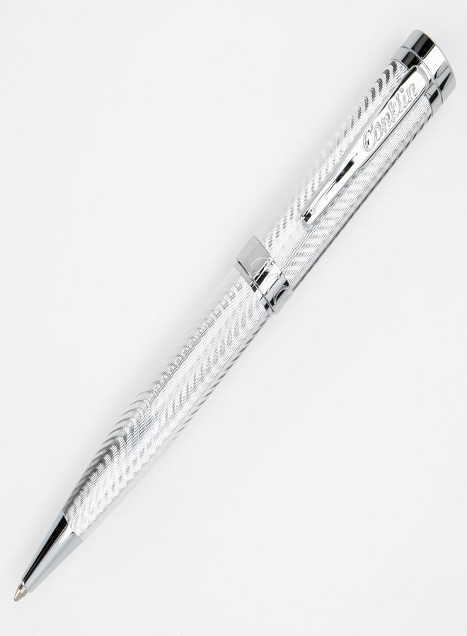 Conklin Herringbone Signature Ballpoint Pen Silver + Free Extra Black Gel Refill - Luxury Twist Pen Gift for Office, Writers, Professionals - Image 2