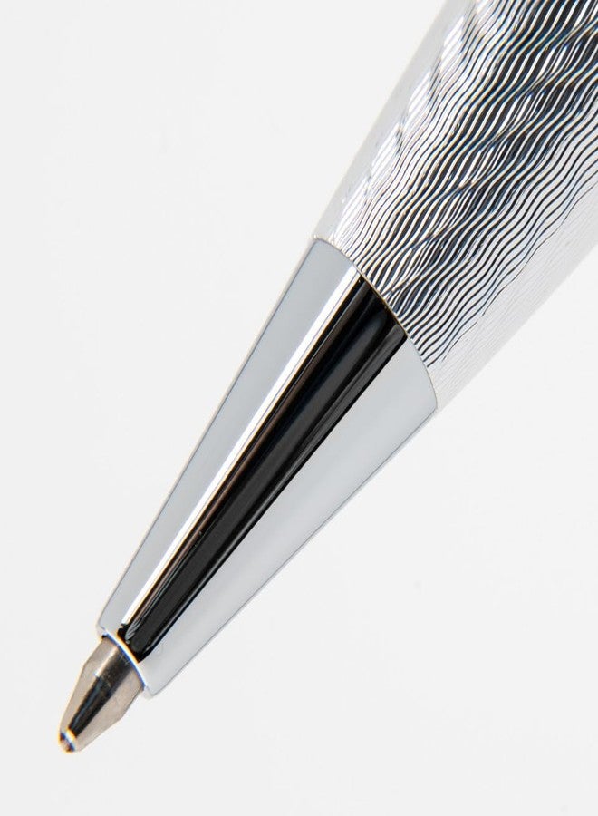 Conklin Herringbone Signature Ballpoint Pen Silver + Free Extra Black Gel Refill - Luxury Twist Pen Gift for Office, Writers, Professionals - Image 4