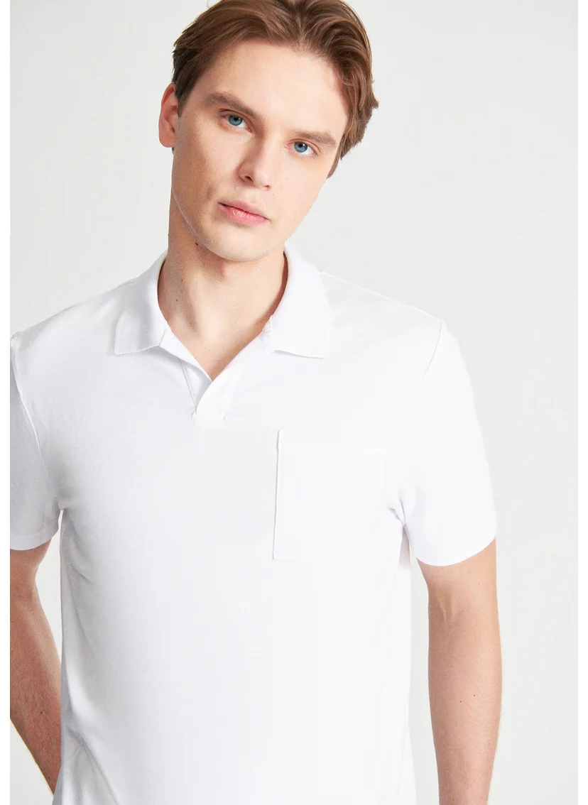 مافي Blue Men's White Polo Shirt 0610297-620