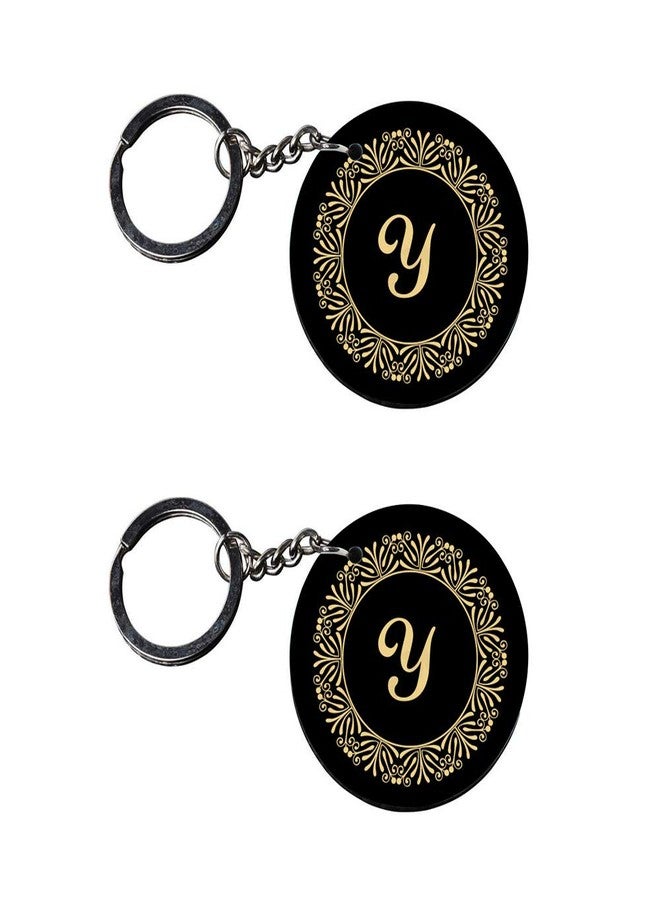 Tinywalk Set of 2 | Circle Shape Printed Wooden Keychains Y | Circle Shape keyrings | Circle Shape Keychains| Printed keyrings - Image 2