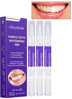 GlorySmile 3 Pcs Purple Teeth Whitening Pen Purple Toothpaste for Teeth Whitening V34 Color Corrector Toothpaste Purple Toothpaste Whitening Teeth Whitening Kit for Sensitive Teeth with Pap  - Image 1